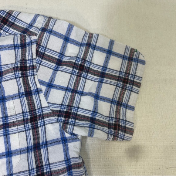 Tommy Hilfiger Boys Plaid shortsleeve button Down Shirt Blue/White sz: 4 - Picture 4 of 6